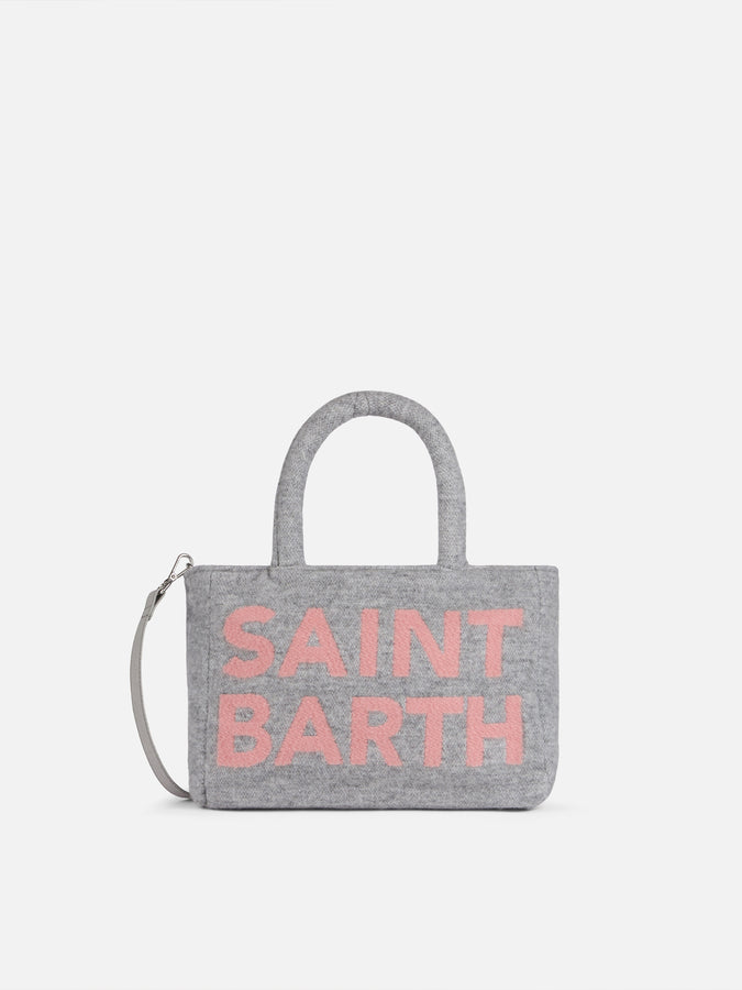 Mc2 Saint Barth Borsa Clarine in morbida lana con maxi logo jacquard