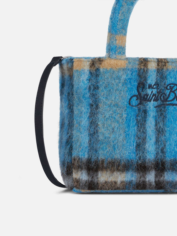 Soft wooly Clarine handbag with tartan pattern