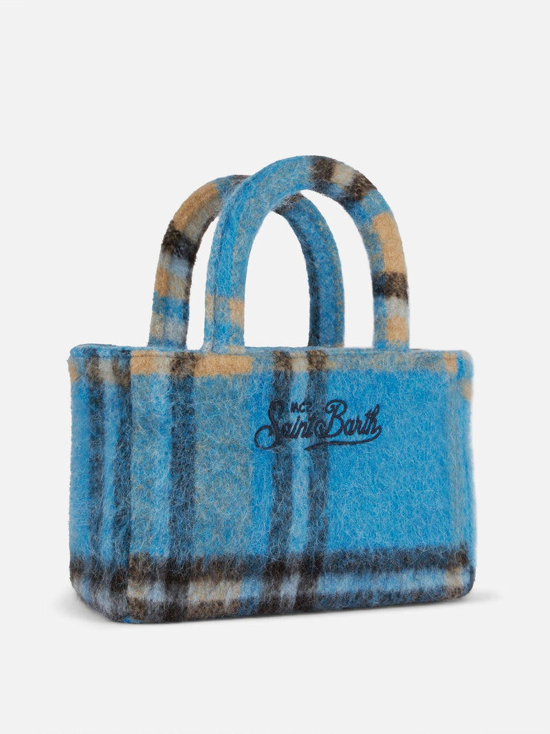 Soft wooly Clarine handbag with tartan pattern