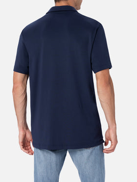Man navy blue technical piquet polo shirt Camber - MC2 Saint Barth