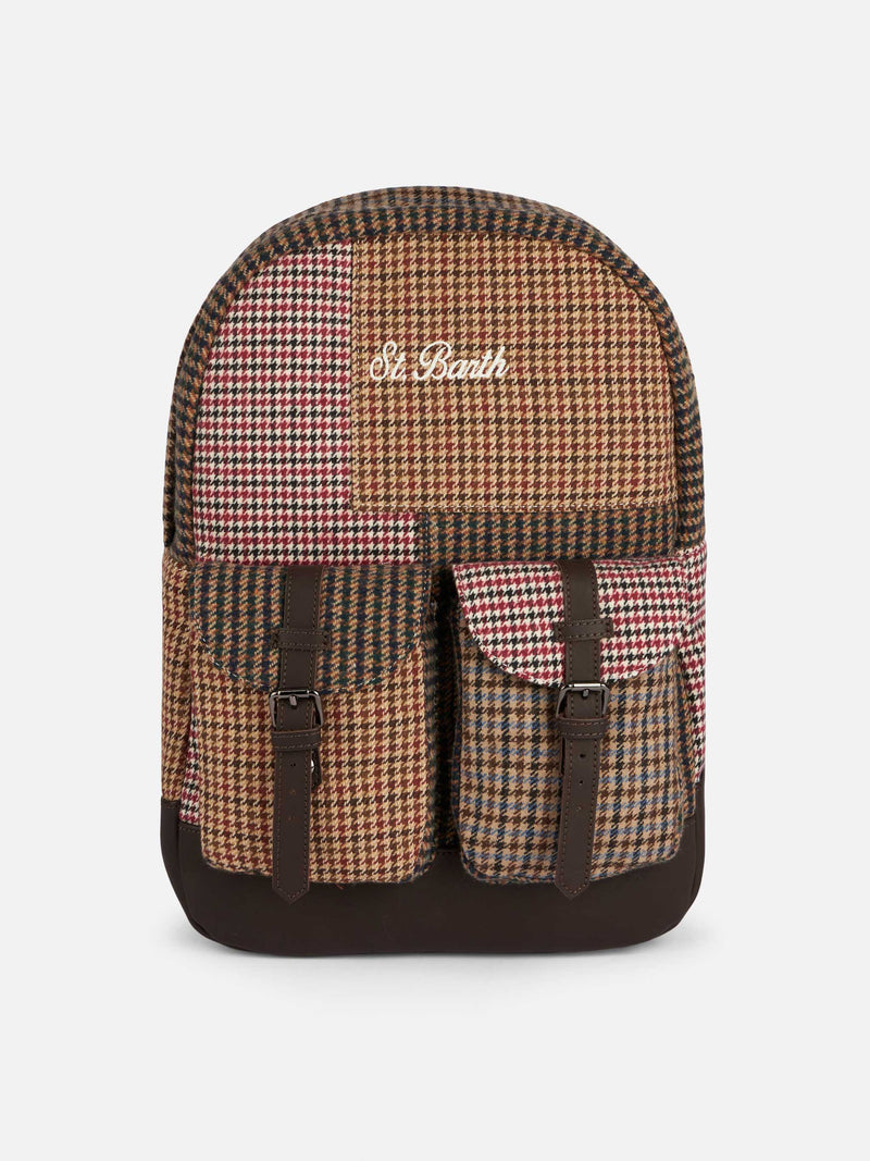 Backpack with pied de poule print