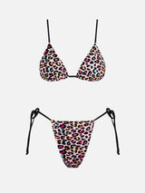 Woman triangle bikini with leopard print