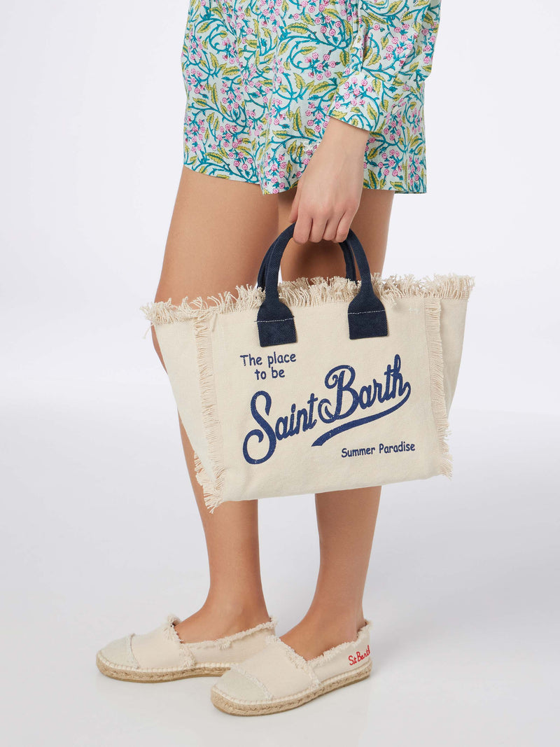 Colette-Handtasche aus cremefarbenem Baumwollcanvas