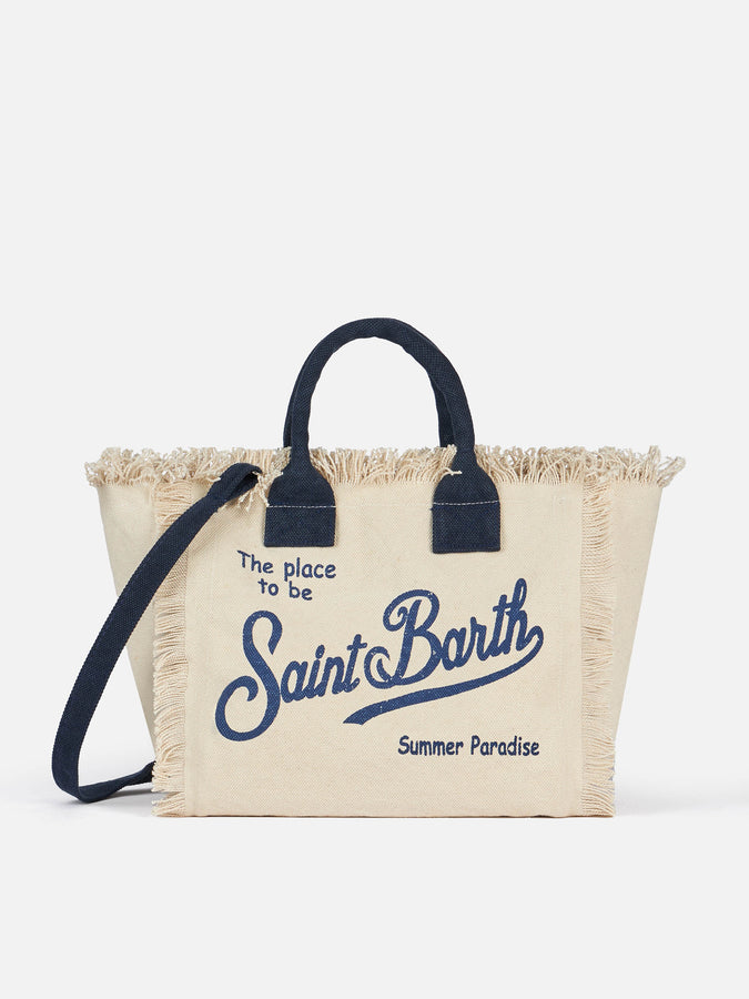 Mc2 Saint Barth Borsa Colette in tela di cotone bianco sporco