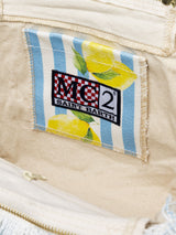 Gestreifte Colette-Handtasche aus Baumwollcanvas