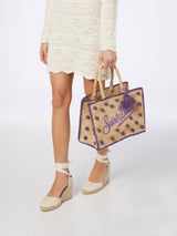 Colette Raffia-Handtasche aus gepunktetem Frottee