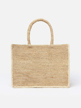 Borsa Colette in rafia beige naturale con ricamo