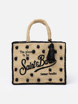 Natural beige Colette Raffia handbag with polka dot appliqués