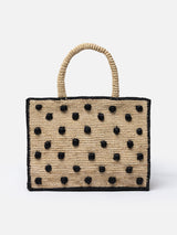 Natural beige Colette Raffia handbag with polka dot appliqués