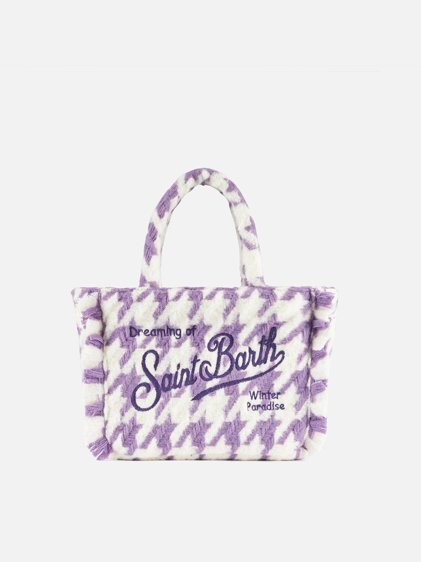 Wooly Colette fringed handbag with pied de poule pattern - MC2 Saint Barth