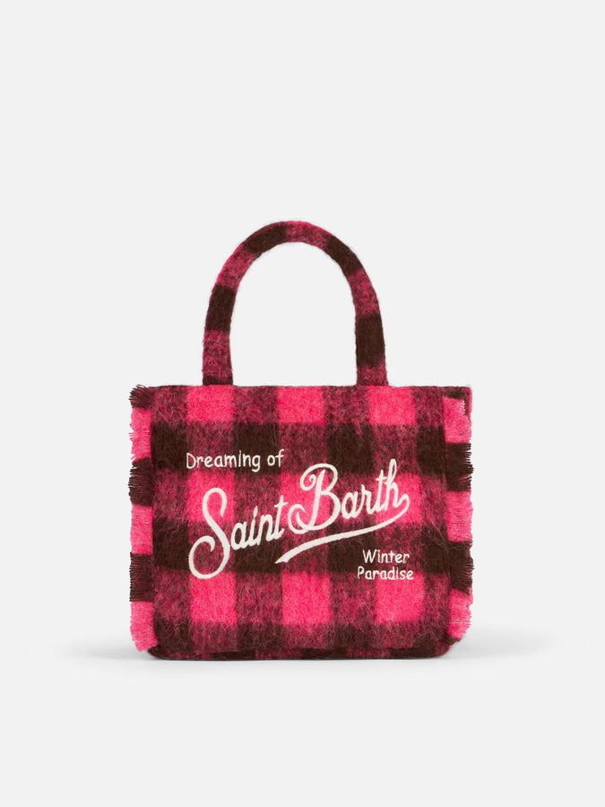 Mc2 Saint Barth Borsa a mano Wooly Colette con frange e motivo check