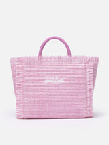Pink Colette Straw handbag with embroidery