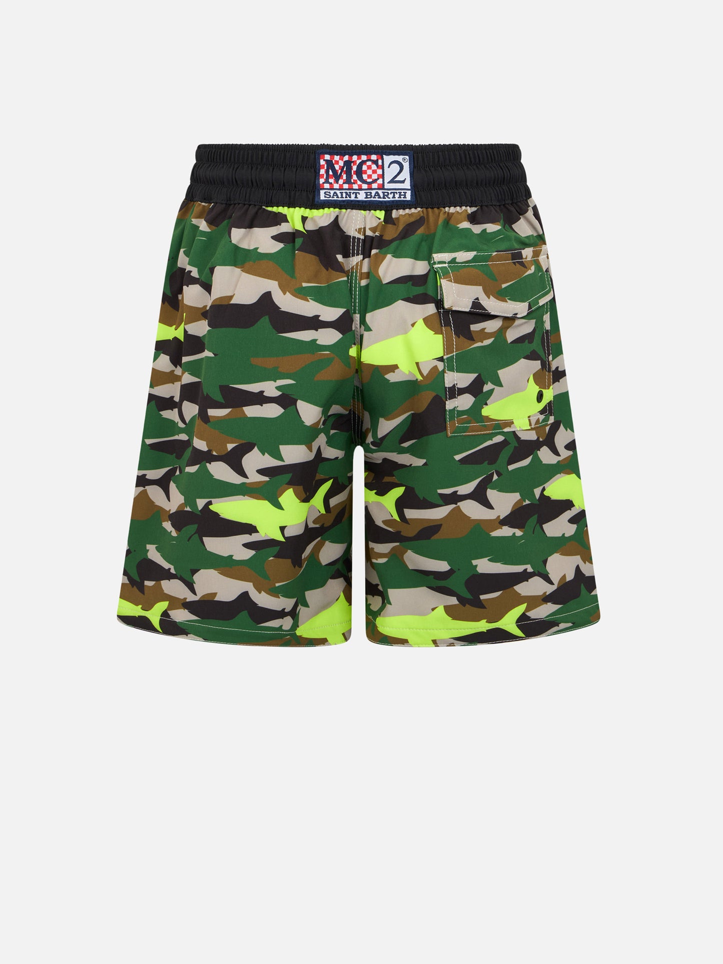 Boy Comfort Surf Jr swim shorts with camo shark print - MC2 Saint Barth