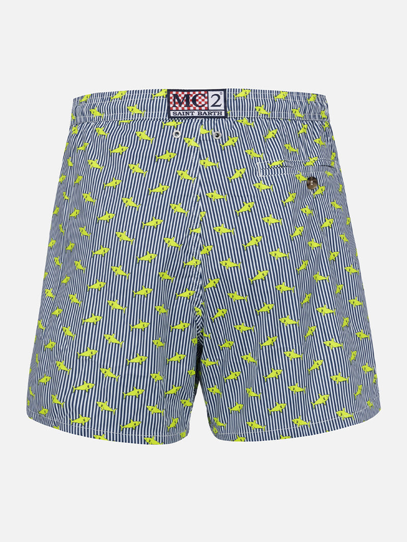 Man Comfort Light swim shorts with sharks print