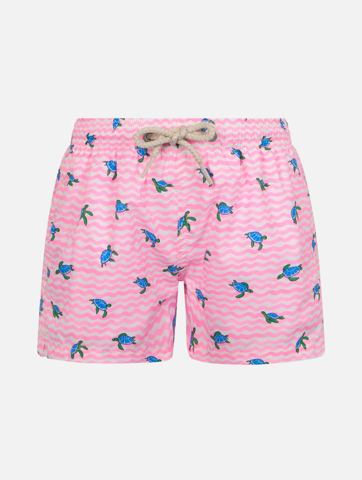 Boy Comfort Light swim shorts with sea turtles print - MC2 Saint Barth