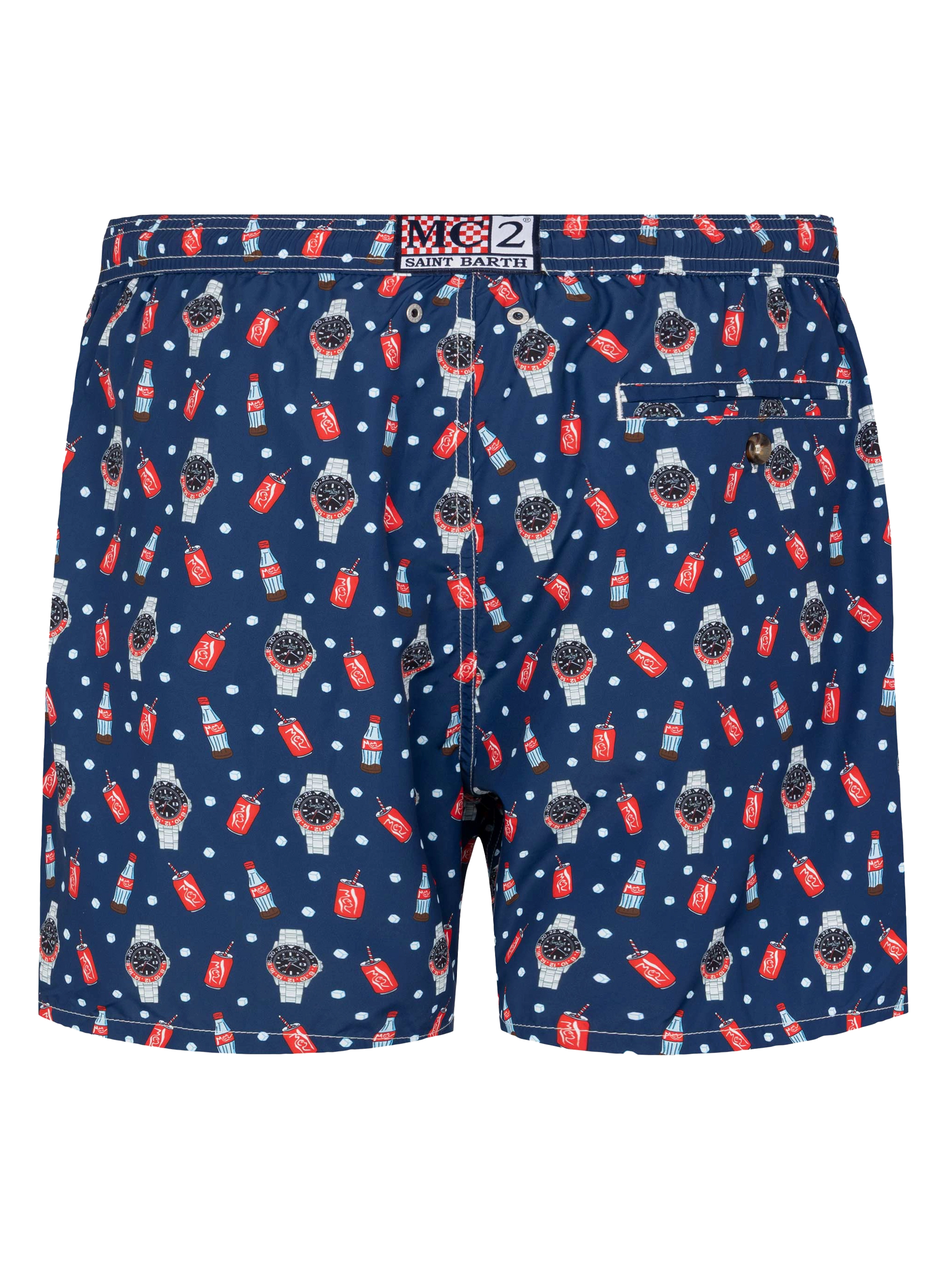 Lightweight fabric swim shorts Lighting with watch print - MC2 Saint Barth