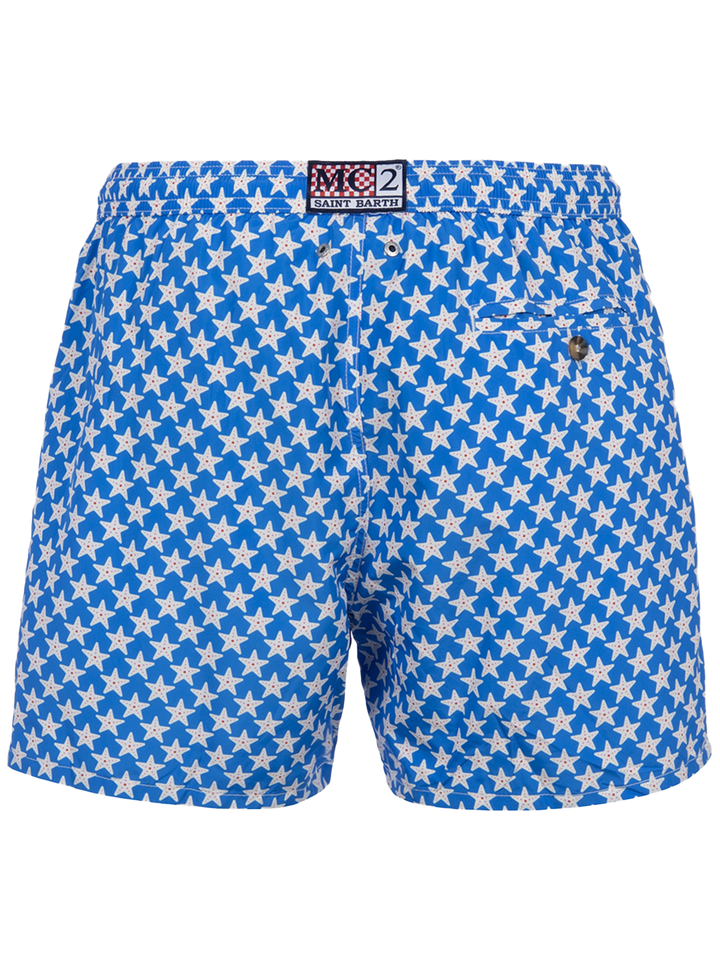 Man lightweight fabric swim-shorts Lighting 70 with seastars print - MC2 Saint Barth