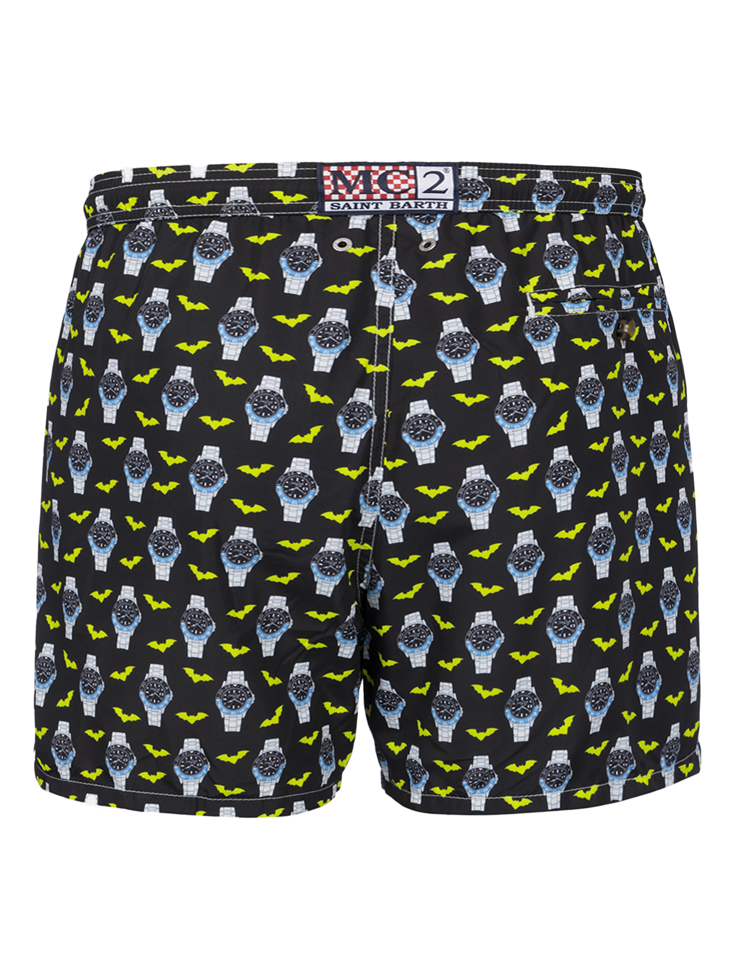 Man lightweight fabric swim-shorts Lighting Micro Fantasy with watches print - MC2 Saint Barth
