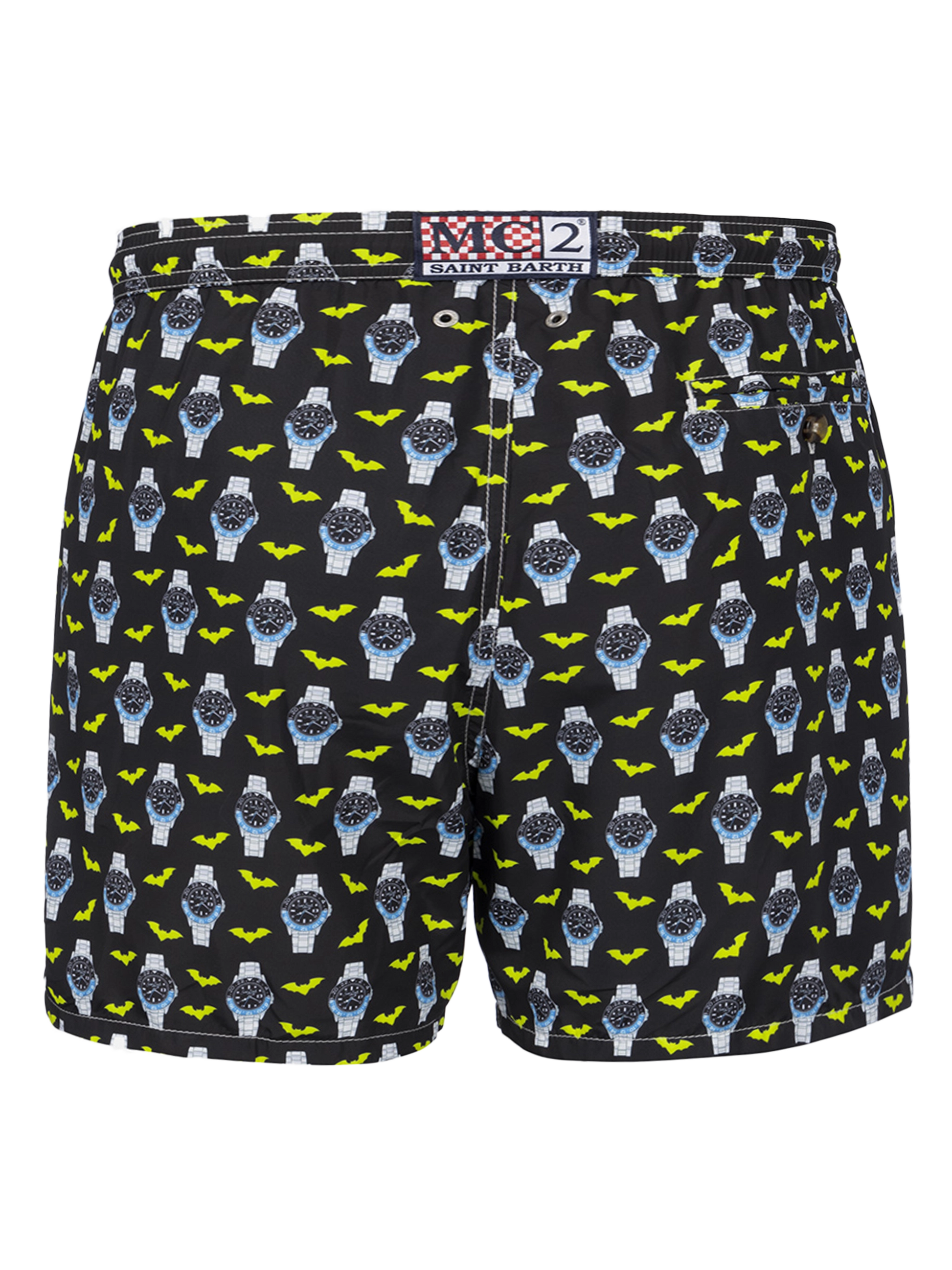 Man lightweight fabric swim-shorts Lighting Micro Fantasy with watches print - MC2 Saint Barth