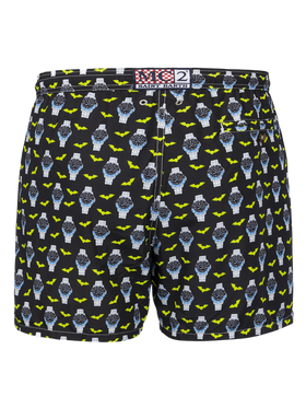 Man lightweight fabric swim-shorts Lighting Micro Fantasy with watches print - MC2 Saint Barth