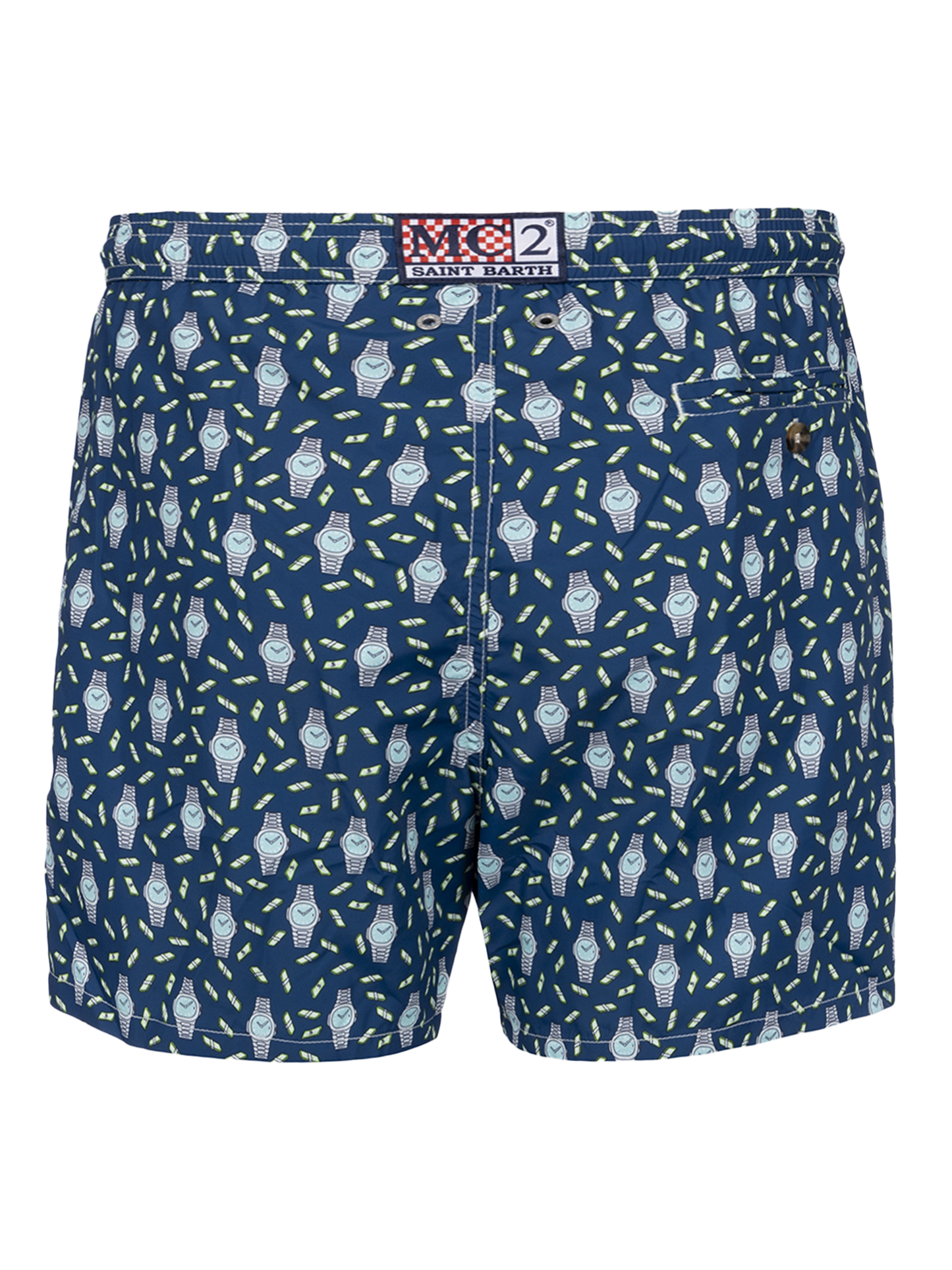 Man lightweight fabric swim-shorts Lighting Micro Fantasy with watches print - MC2 Saint Barth