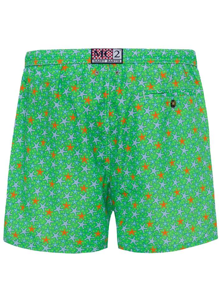 Man light fabric swim shorts with multicolor starfish print - MC2 Saint Barth
