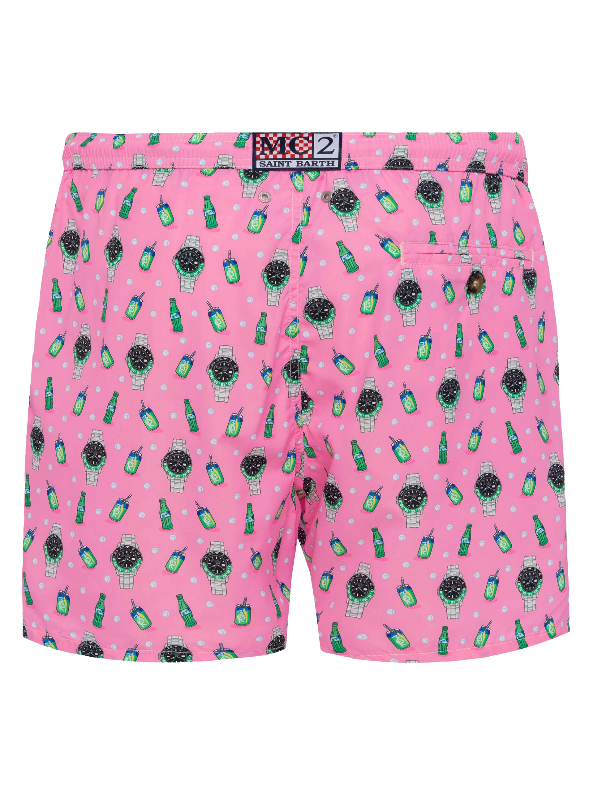 Lightweight fabric swim shorts Lighting with watch print - MC2 Saint Barth