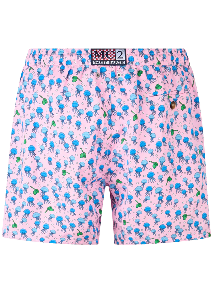 Man lightweight fabric swim-shorts Lighting Micro Fantasy with jellyfishes print - MC2 Saint Barth