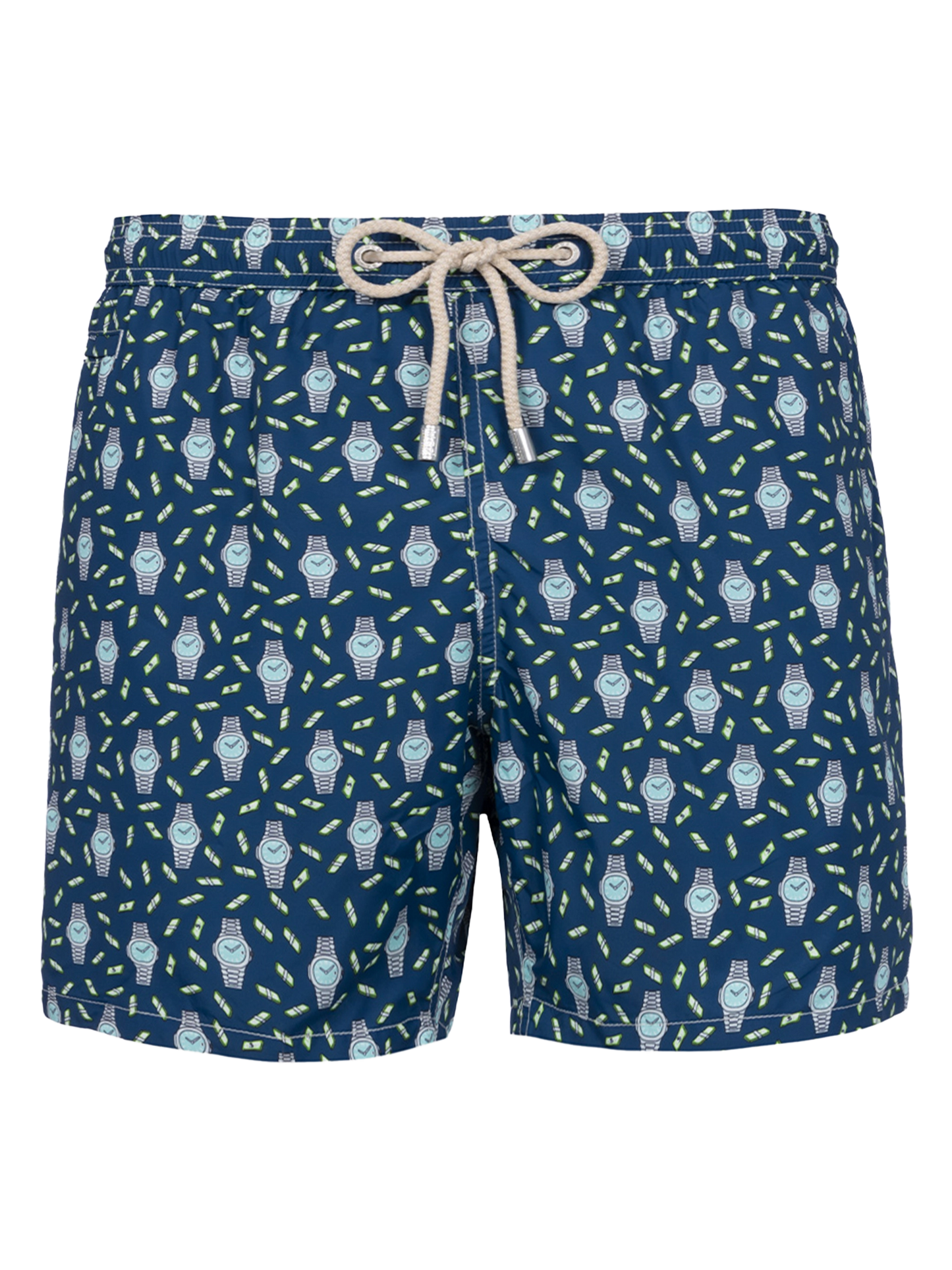 Man lightweight fabric swim-shorts Lighting Micro Fantasy with watches print - MC2 Saint Barth
