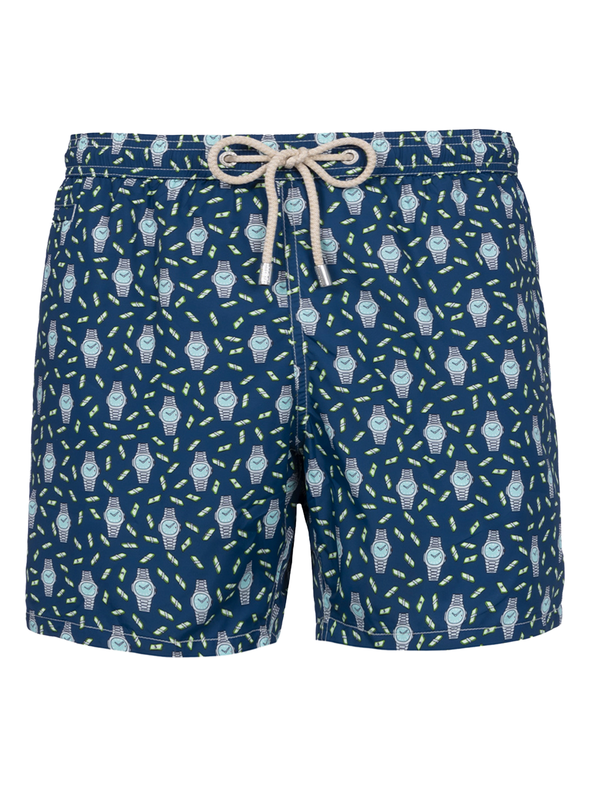 Man lightweight fabric swim-shorts Lighting Micro Fantasy with watches print - MC2 Saint Barth