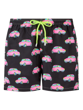 Man light fabric swim shorts with cars print | MARCO LODOLA SPECIAL EDITION - MC2 Saint Barth