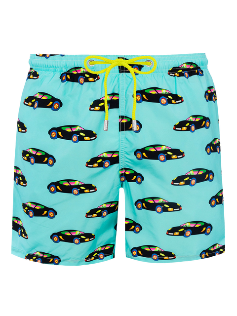Man lightweight fabric swim-shorts Lighting with Lodola car print |MARCO LODOLA SPECIAL EDITION - MC2 Saint Barth