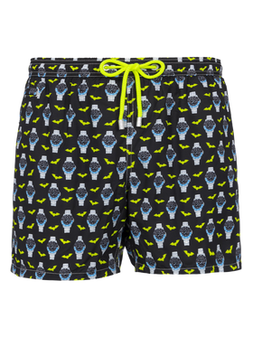 Man lightweight fabric swim-shorts Lighting Micro Fantasy with watches print - MC2 Saint Barth