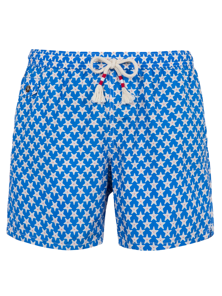 Man lightweight fabric swim-shorts Lighting 70 with seastars print - MC2 Saint Barth