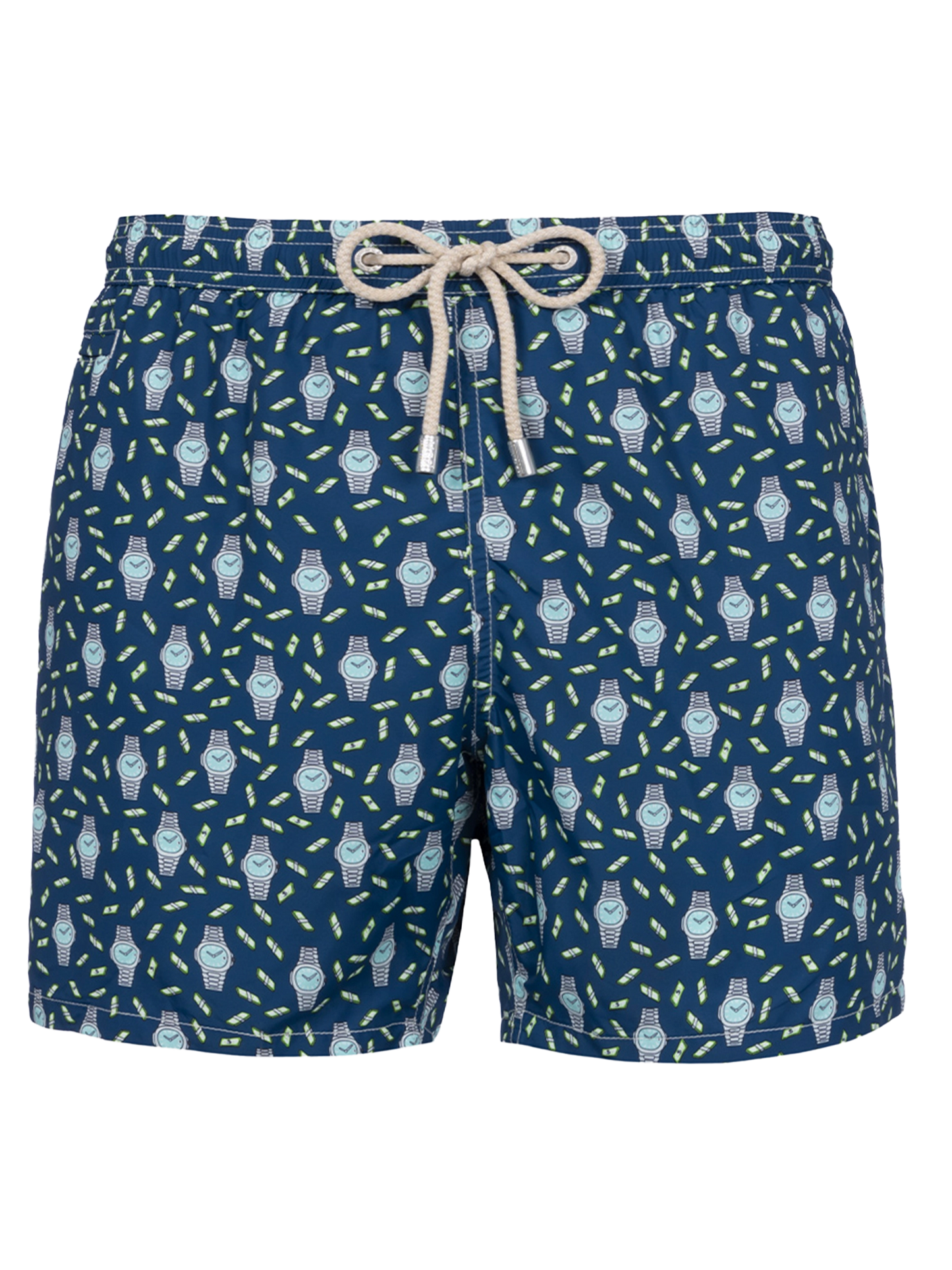 Man lightweight fabric swim-shorts Lighting Micro Fantasy with watches print - MC2 Saint Barth
