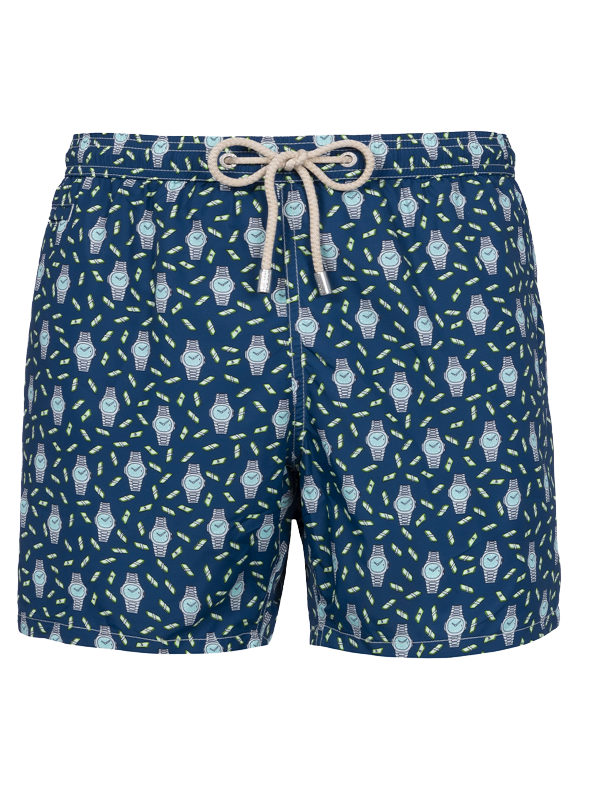 Man lightweight fabric swim-shorts Lighting Micro Fantasy with watches print - MC2 Saint Barth