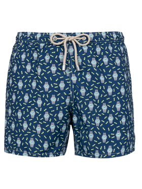 Man lightweight fabric swim-shorts Lighting Micro Fantasy with watches print - MC2 Saint Barth