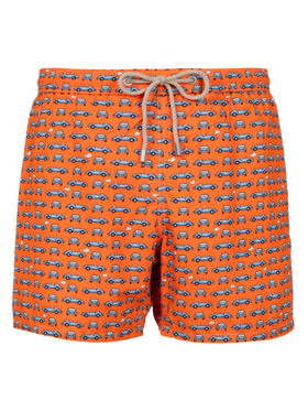 Man lightweight fabric swim-shorts Lighting Micro Fantasy with cars print - MC2 Saint Barth