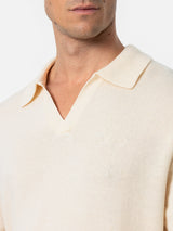 Man white polo collar cashmere blend sweater Covent