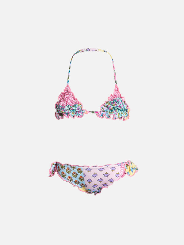 Klassischer Mädchen-Triangel-Bikini Cris mit Blumendruck