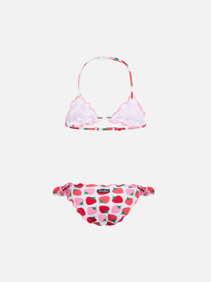 Girl classic triangle bikini Cris with strawberry print - MC2 Saint Barth