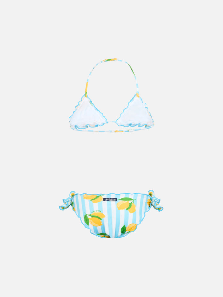 Girl classic triangle bikini Cris with lemon print - MC2 Saint Barth