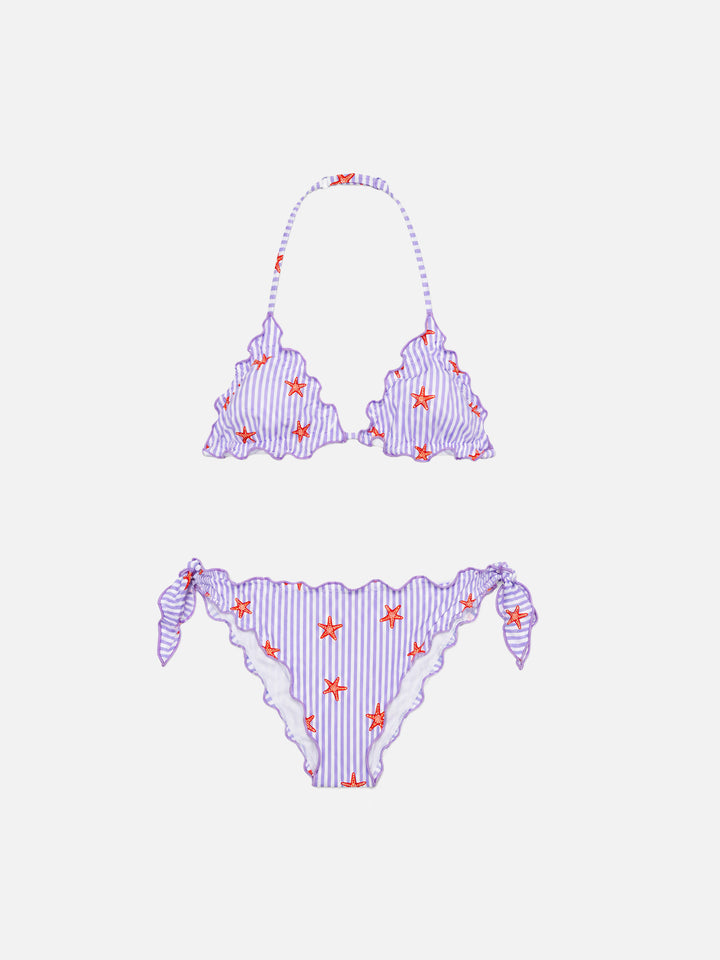 Girl classic triangle bikini Cris with seastars print