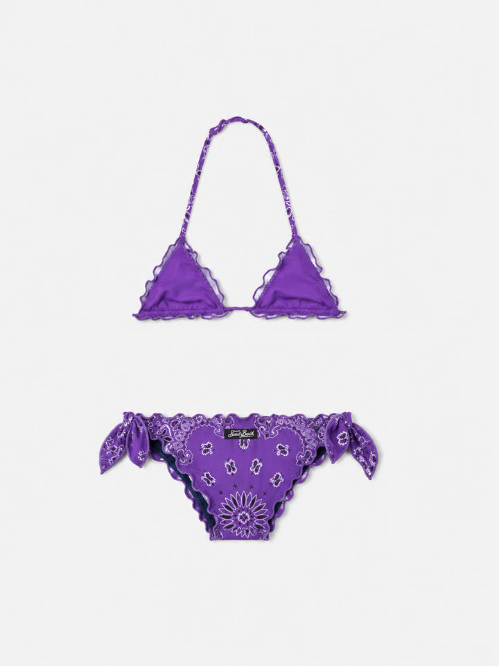 Bikini da bambina a triangolo con stampa bandana