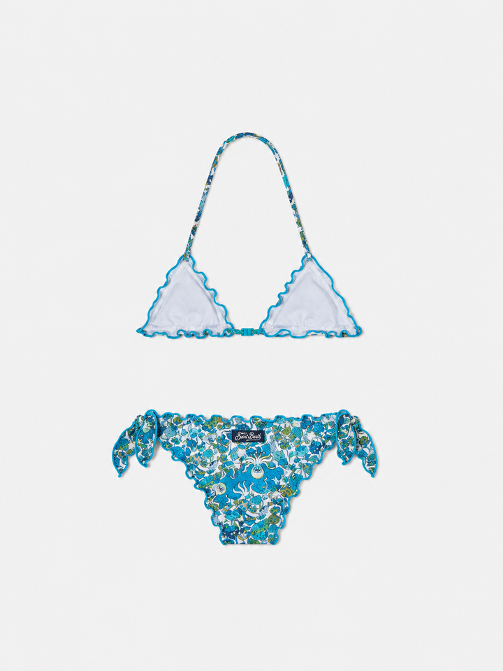 Bikini triangular para niña con estampado de setas | Confeccionado con tejido Liberty 