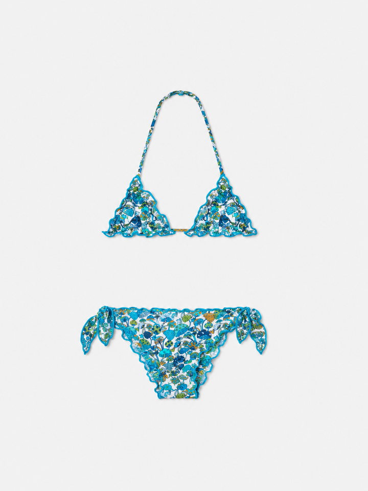 Bikini triangular para niña con estampado de setas | Confeccionado con tejido Liberty 
