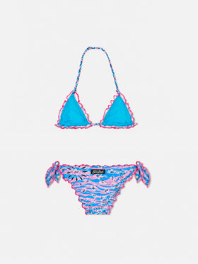 Bikini de triángulo para niña con estampado zebra bandanna 