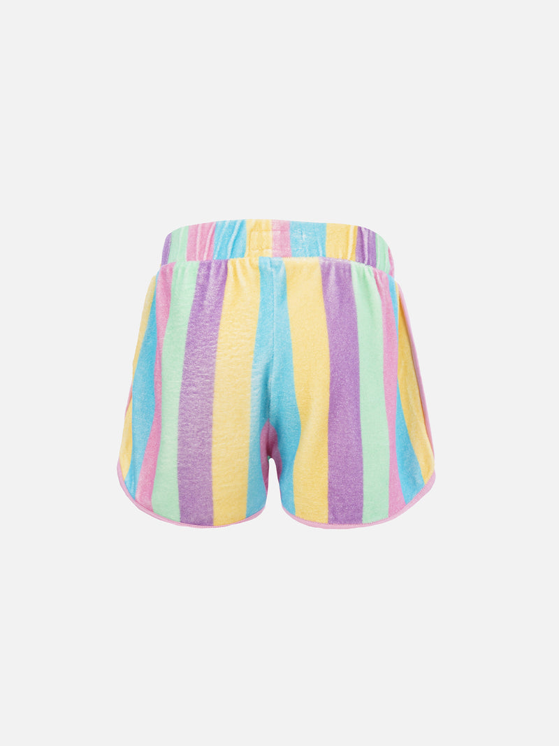 Mehrfarbige Frottee-Pull-Up-Shorts für Mädchen Curly