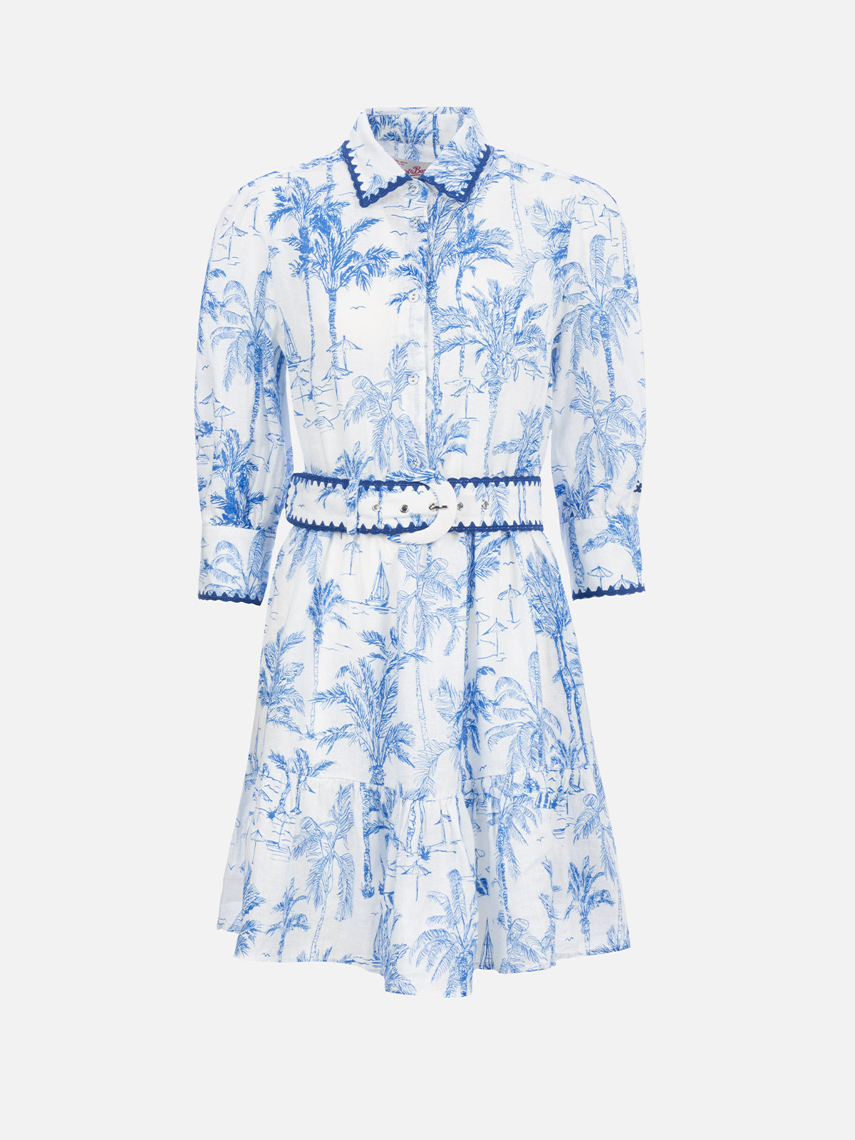 Woman Toile de Jouy linen dress Daisi - MC2 Saint Barth