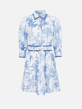 Woman Toile de Jouy linen dress Daisi - MC2 Saint Barth